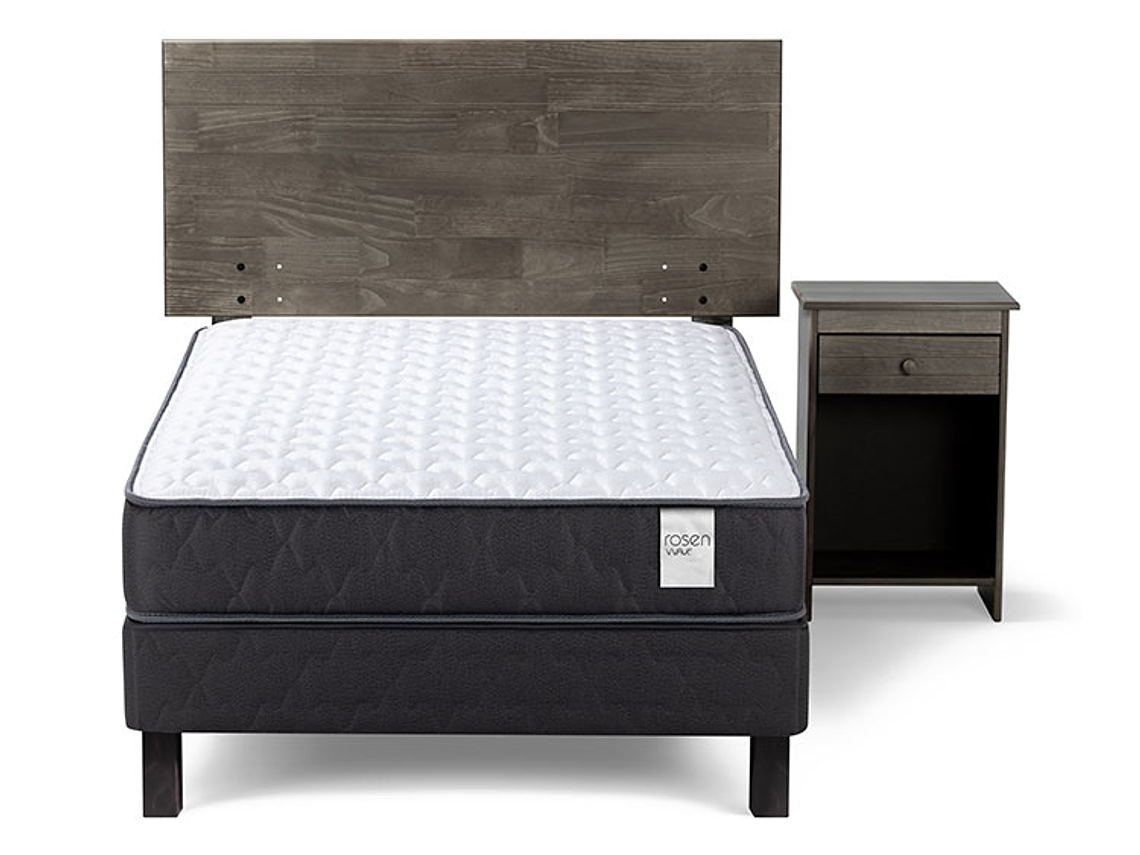 JUEGO DE DORMITORIO ROSEN CAMA EUROPEA WAVE 1.5 PLAZAS + SET TABOR GRAFITO 1