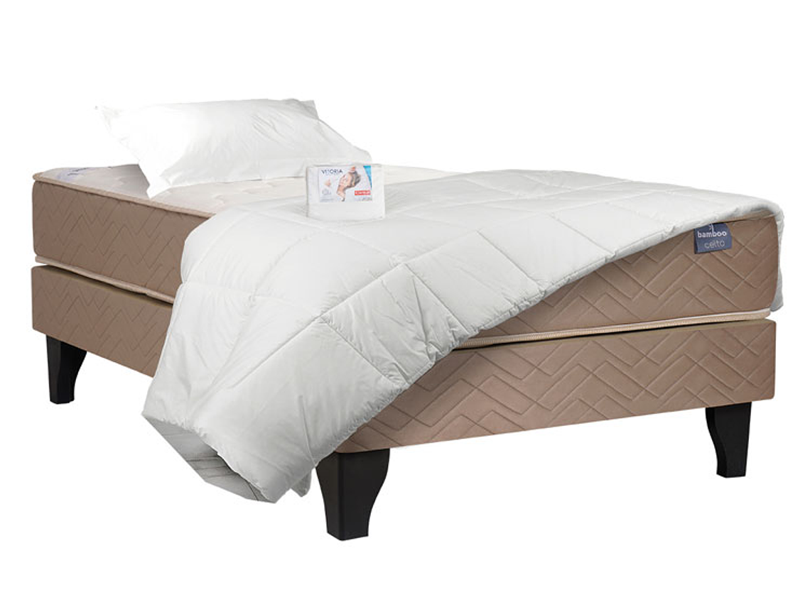 JUEGO DE DORMITORIO CELTA CAMA EUROPEA BAMBOO 1.5 PLAZAS + TEXTIL 1