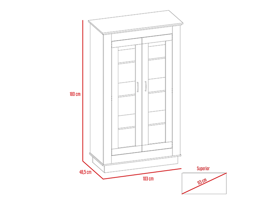 VITRINA TUHOME ALCAMO WHITE CHIC 2 PUERTAS BLANCO 6