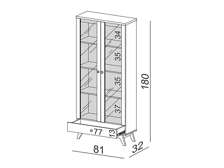 VITRINA ROCA RECIFE CANELA 2 PUERTAS 1 CAJÓN BLANCO 3