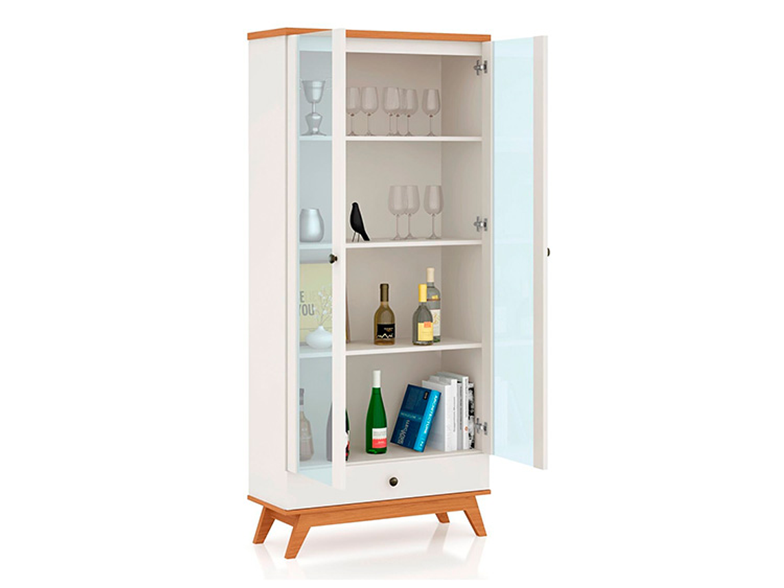 VITRINA ROCA RECIFE CANELA 2 PUERTAS 1 CAJÓN BLANCO 4