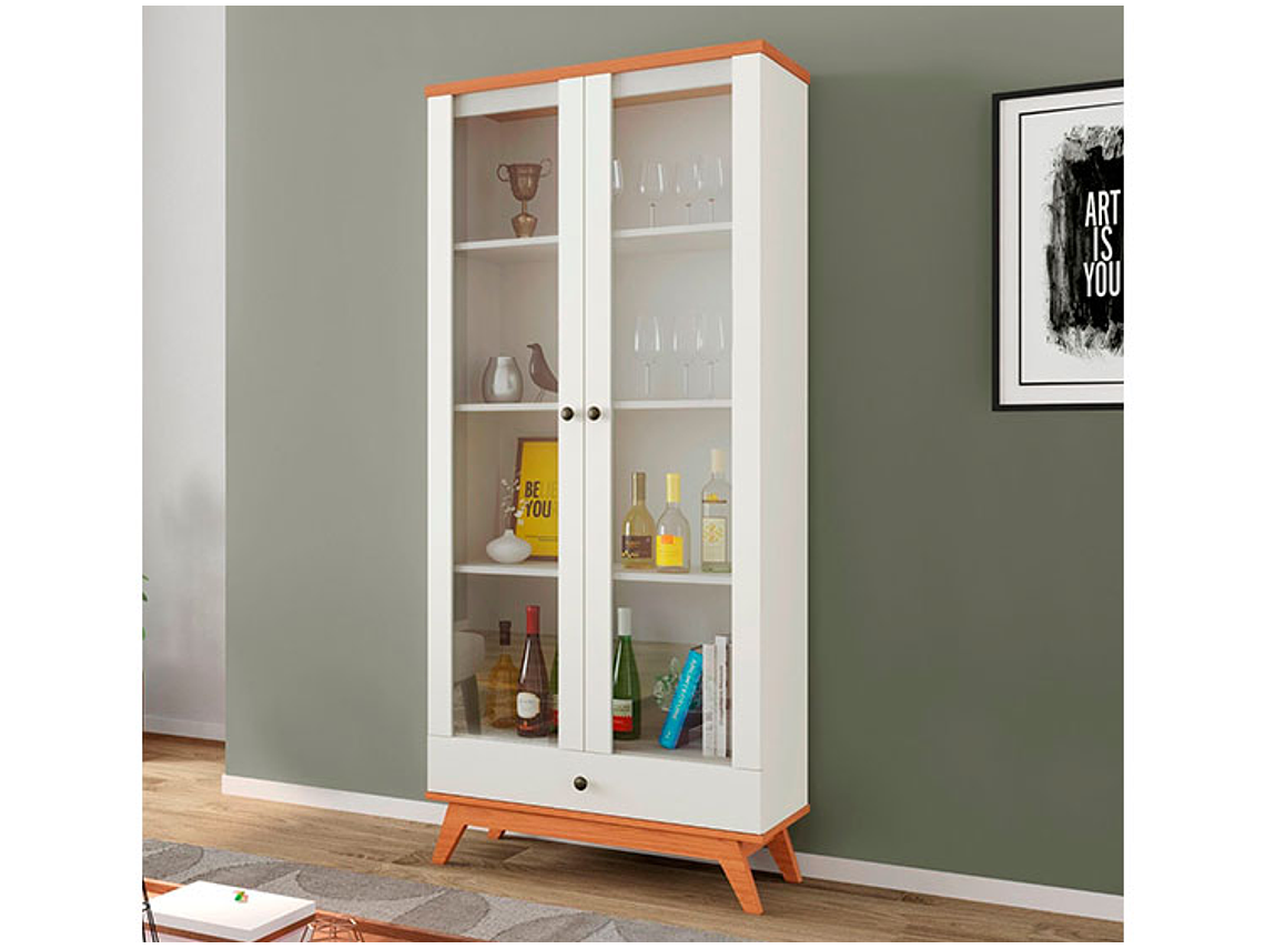 VITRINA ROCA RECIFE CANELA 2 PUERTAS 1 CAJÓN BLANCO 5