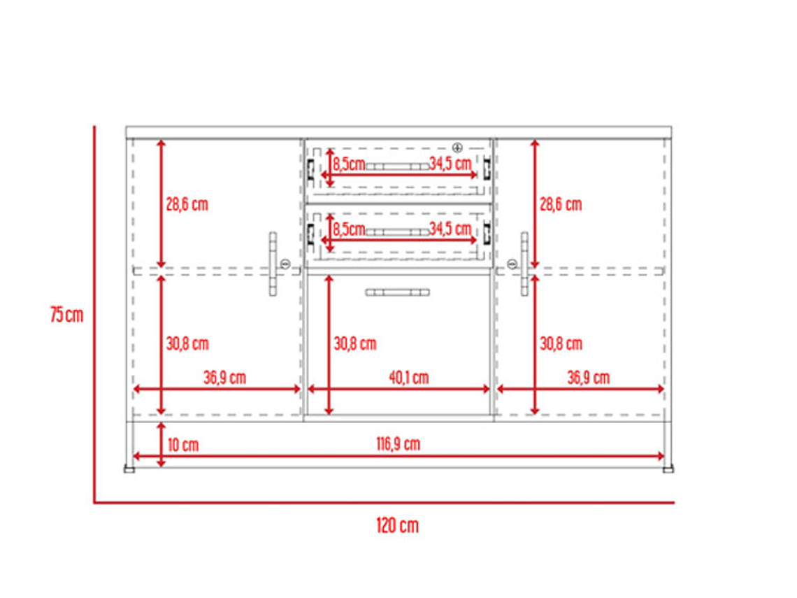BUFFET TUHOME HOME OFF SOFT 14 PUERTAS 2 CAJONES NEGRO 3