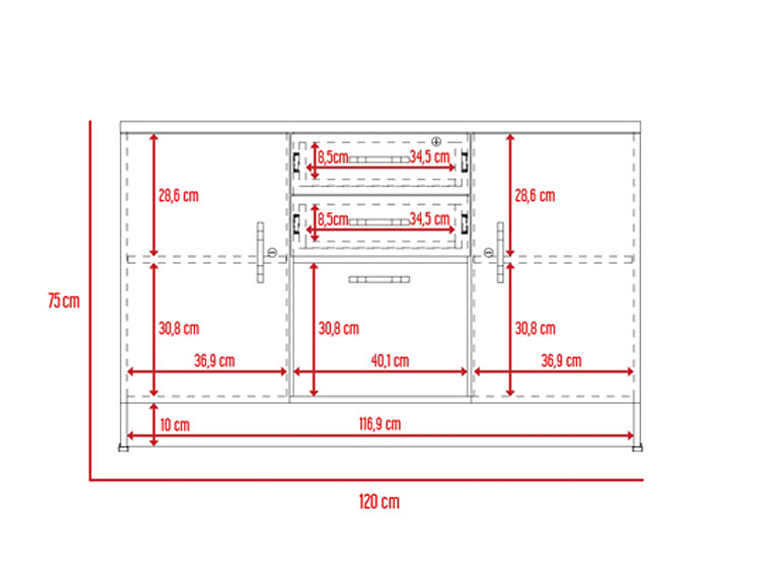 BUFFET TUHOME HOME OFF SOFT 14 PUERTAS 2 CAJONES NEGRO 3