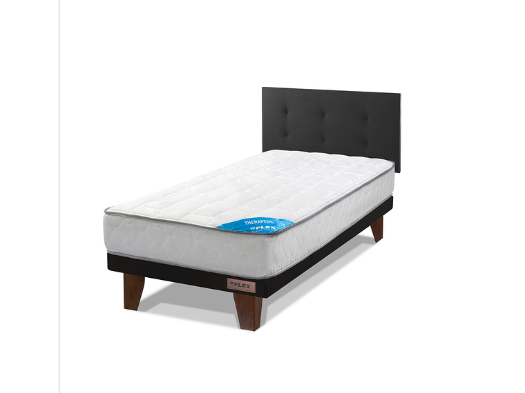 CAMA EUROPEA FLEX THERAPEDIC 1,5 PL + RESPALDO ROYAL NEGRO 1