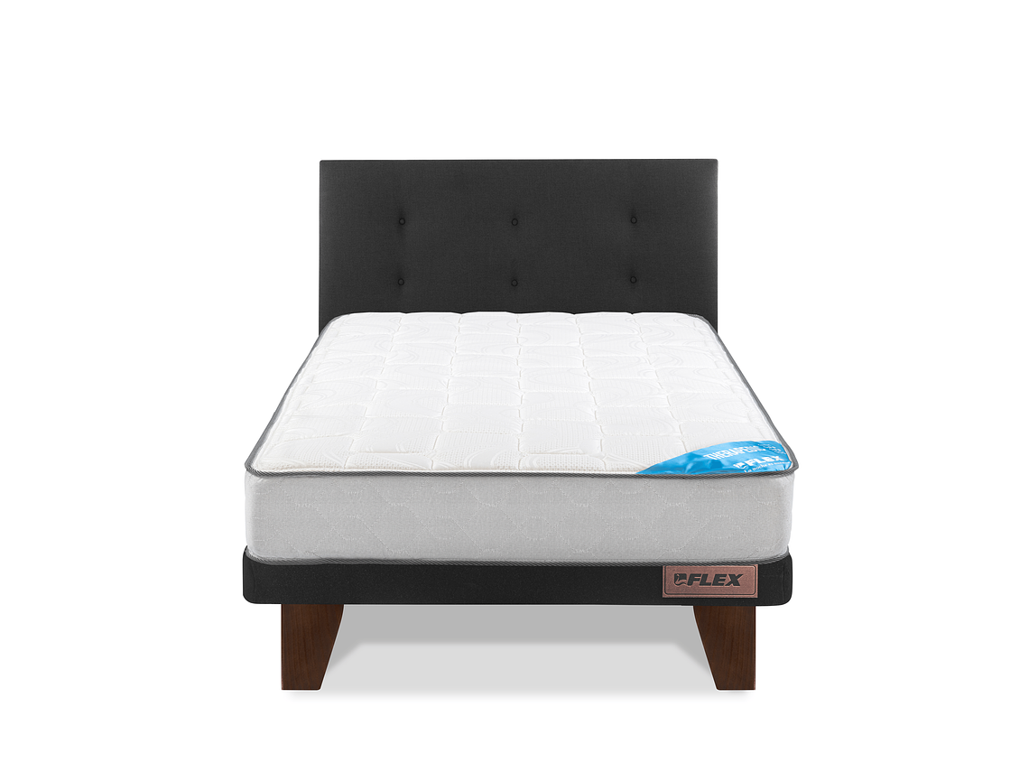 CAMA EUROPEA FLEX THERAPEDIC 1,5 PL + RESPALDO ROYAL NEGRO 2