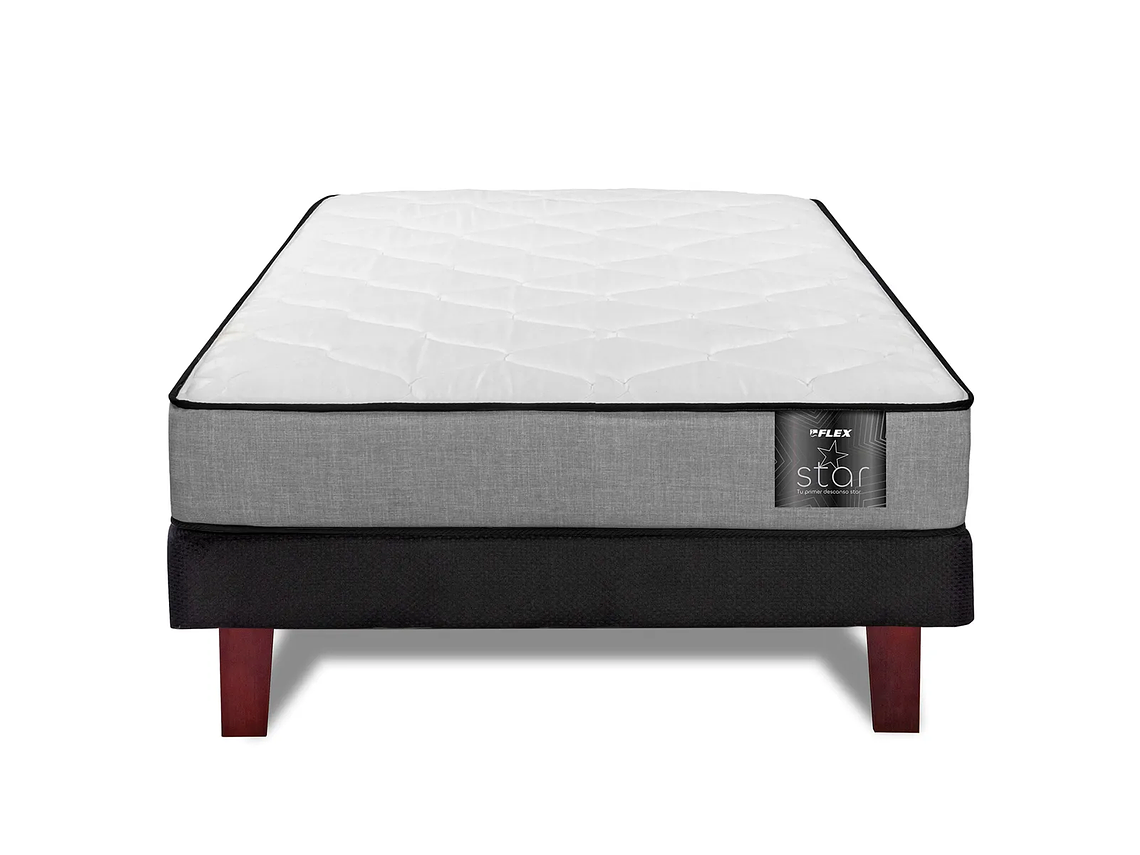 CAMA EUROPEA FLEX FLAT BLACK STAR 1.5 PLAZAS 1