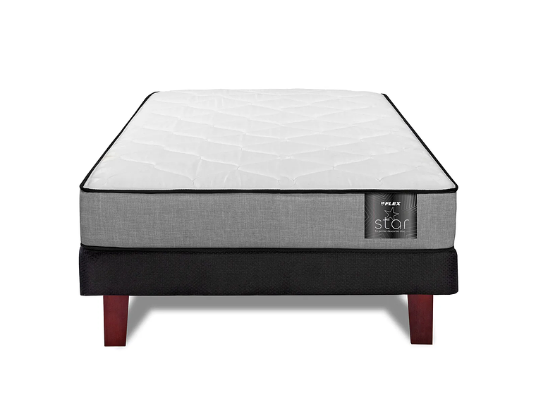 CAMA EUROPEA FLEX FLAT BLACK STAR 1.5 PLAZAS 1