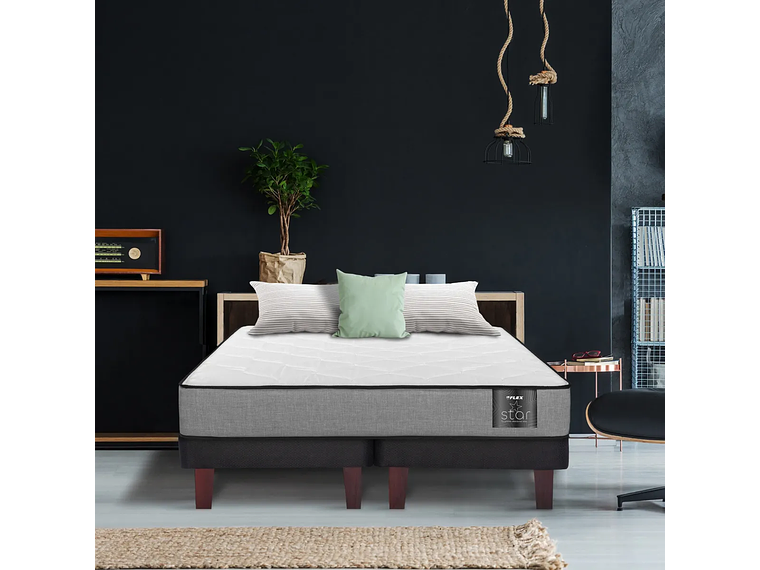 CAMA EUROPEA FLEX FLAT BLACK STAR 1.5 PLAZAS 5