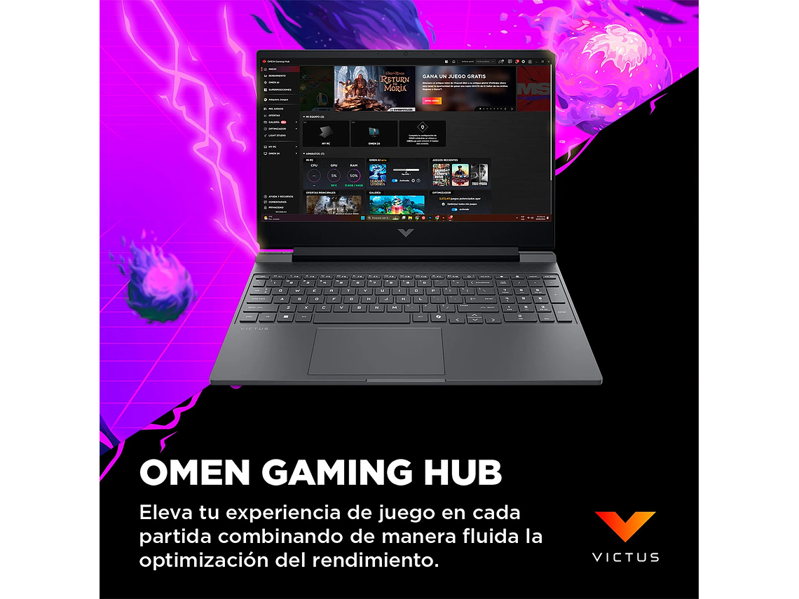 NOTEBOOK GAMER HP VICTUS 15-FA2014LA INTEL CORE I5 16GB RAM 512GB SSD NVIDIA RTX 3050 15.6” 8