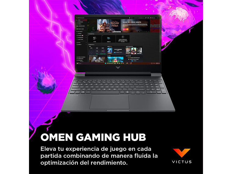 NOTEBOOK GAMER HP VICTUS 15-FA2014LA INTEL CORE I5 16GB RAM 512GB SSD NVIDIA RTX 3050 15.6” 8