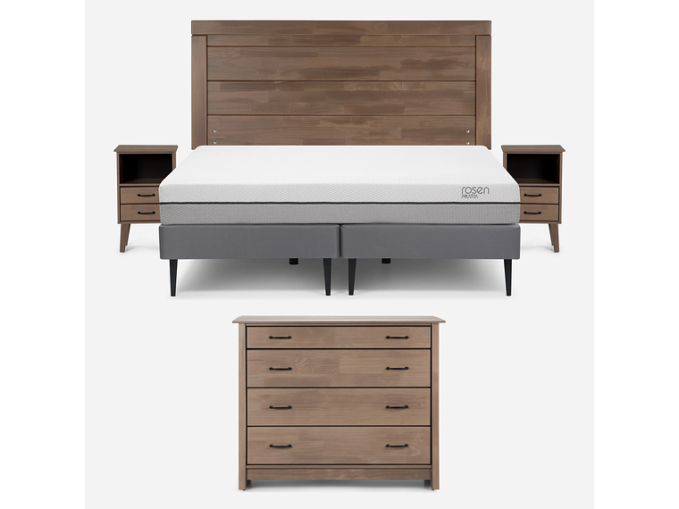 CAMA ROSEN PRATTA 2 PLAZAS+MUEBLES SICILIA Y CÓMODA HARLAND 1