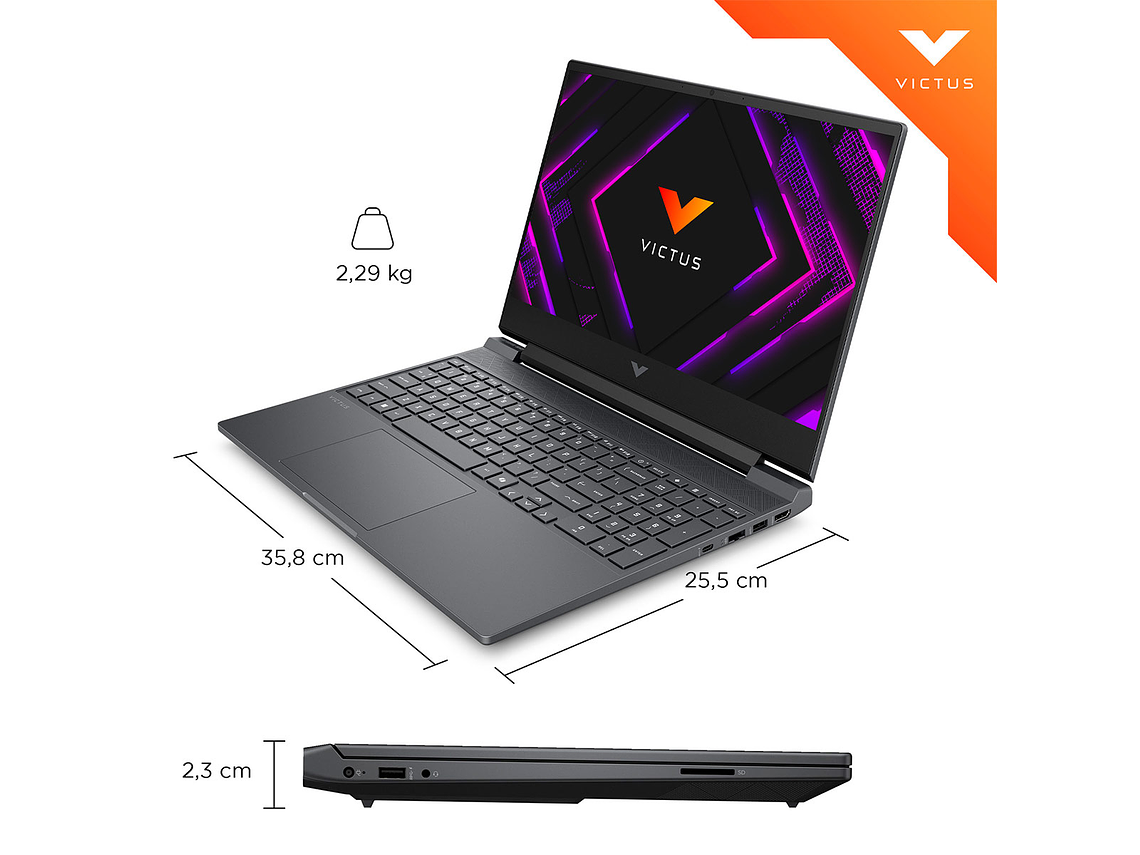 NOTEBOOK GAMER HP VICTUS 15-FA2014LA INTEL CORE I5 16GB RAM 512GB SSD NVIDIA RTX 3050 15.6” 9