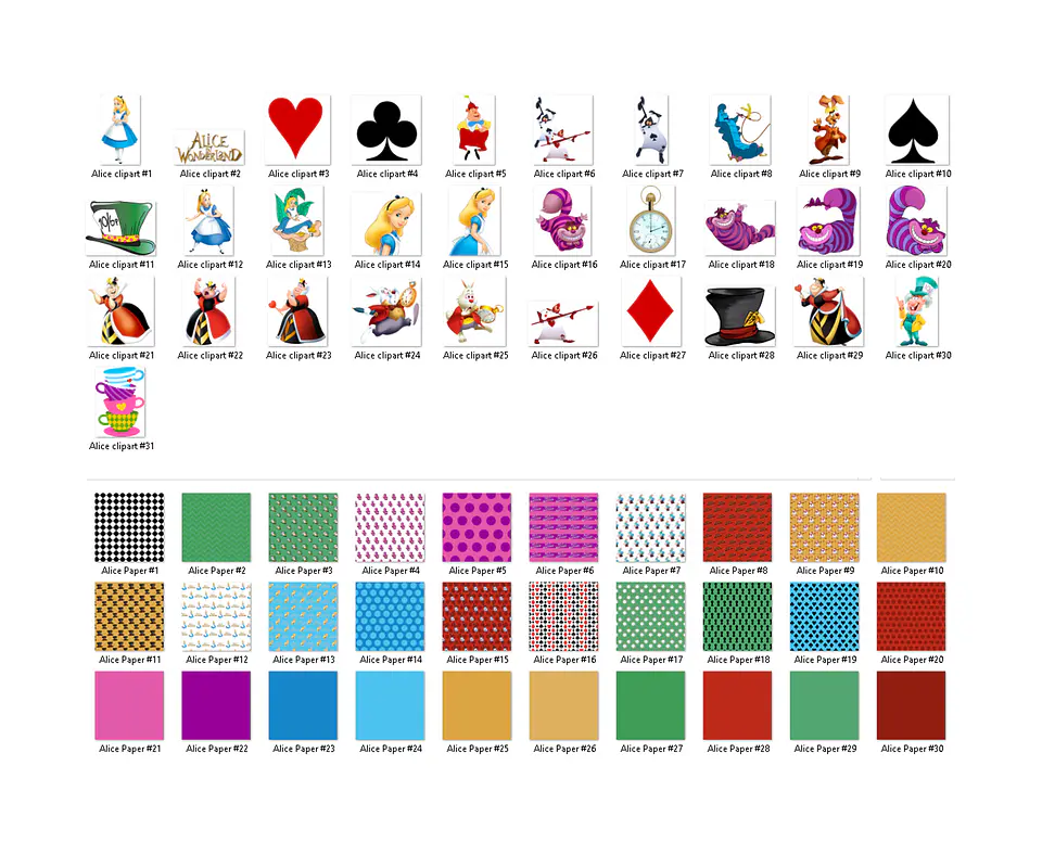 Kit digital alice png clipart, papel digital 2