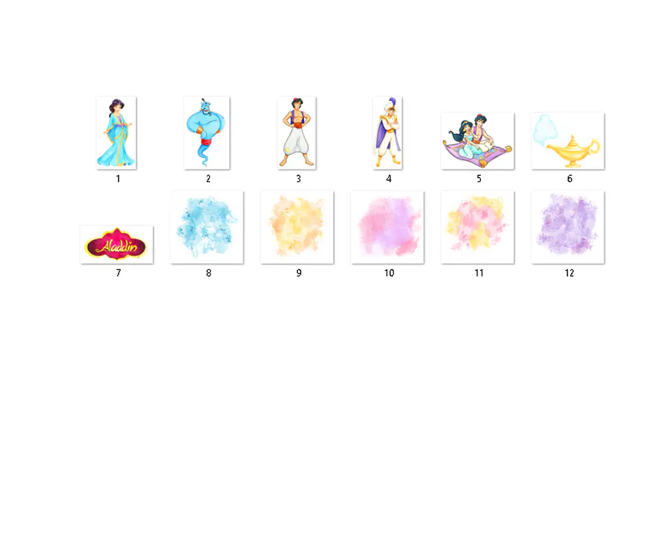 Kit digital aladdin aquarela png clipart digital 2