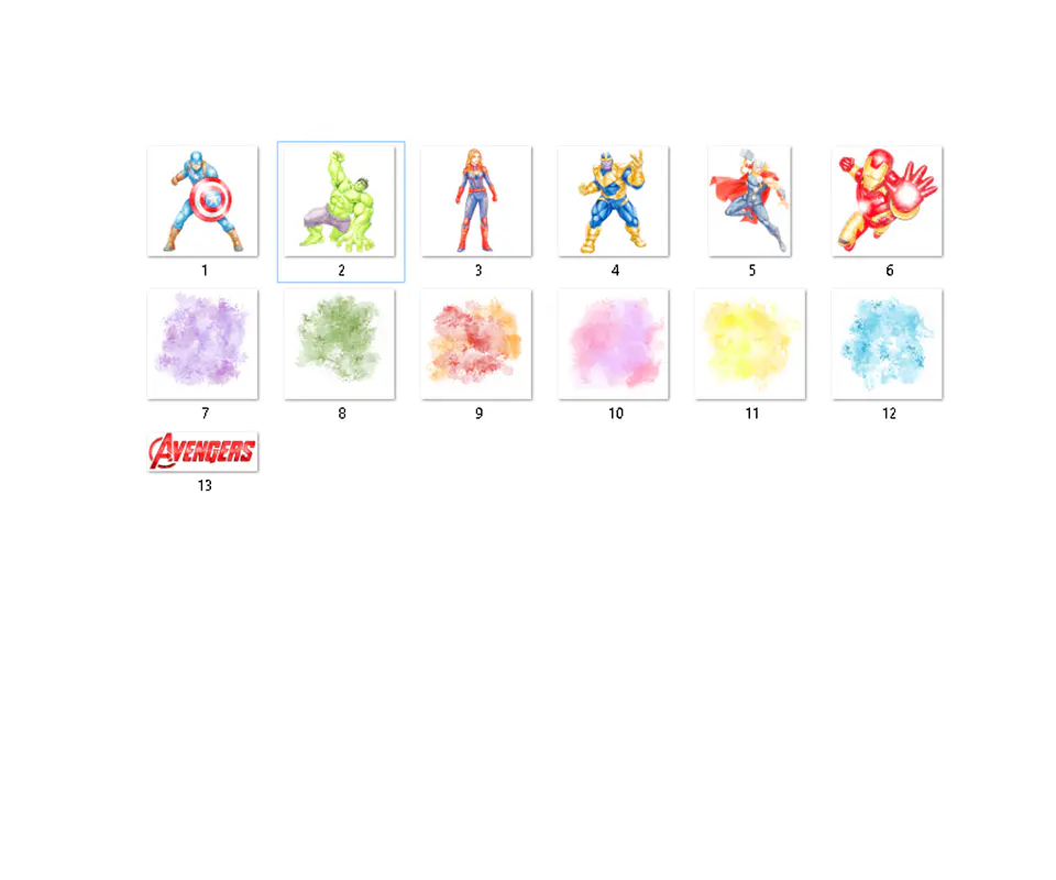 Kit digital vingadores aquarela png clipart digital 2