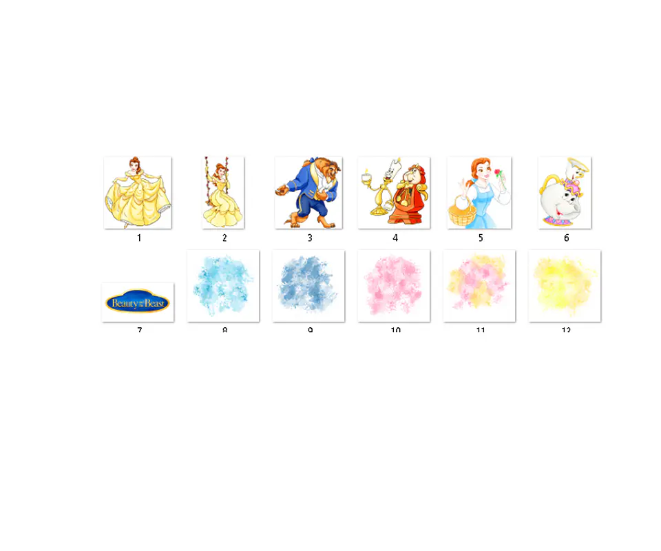 Kit digital a bela e a fera aquarela png clipart digital 2