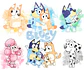 Kit digital bluey aquarela png clipart digital - Thumbnail 1