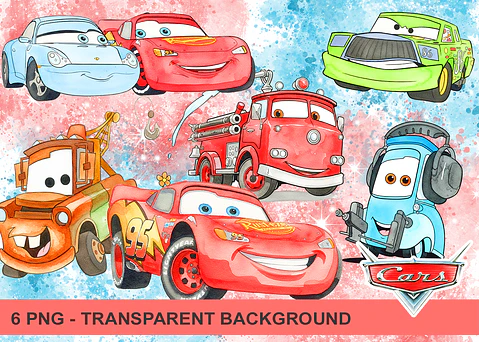 Kit digital carros aquarela png clipart digital