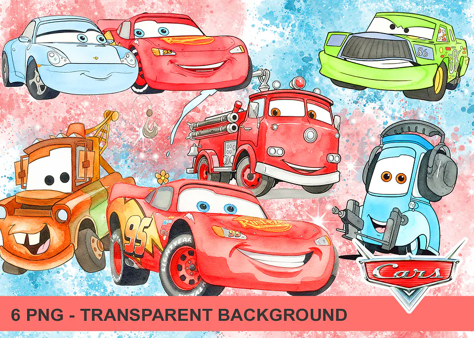Kit digital carros aquarela png clipart digital 1