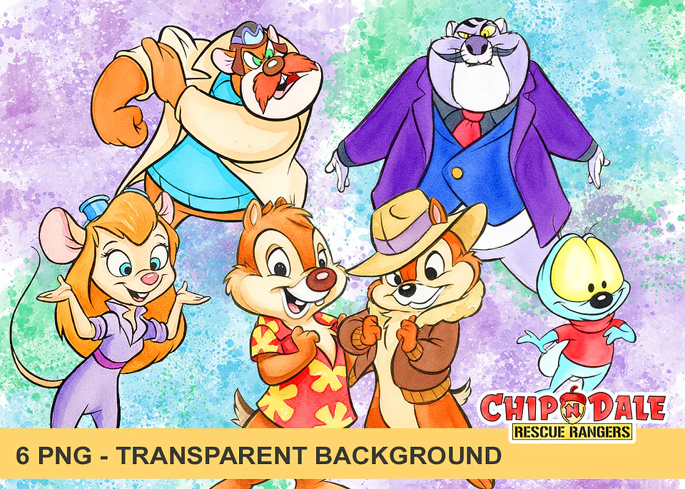 Kit digital tico e teco aquarela png clipart digital 1