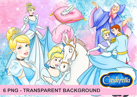 Kit digital cinderela aquarela png clipart digital