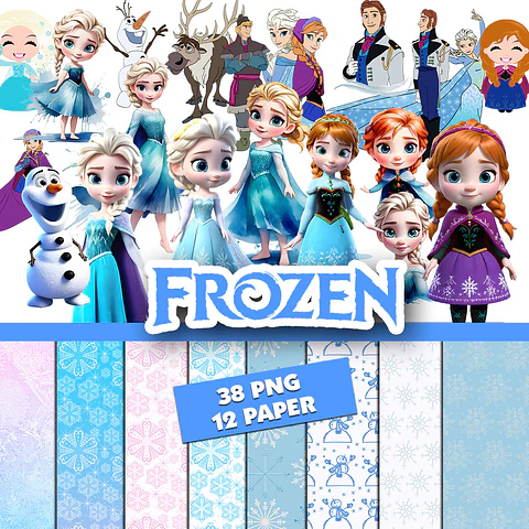 Kit digital frozen png clipart, papel digital