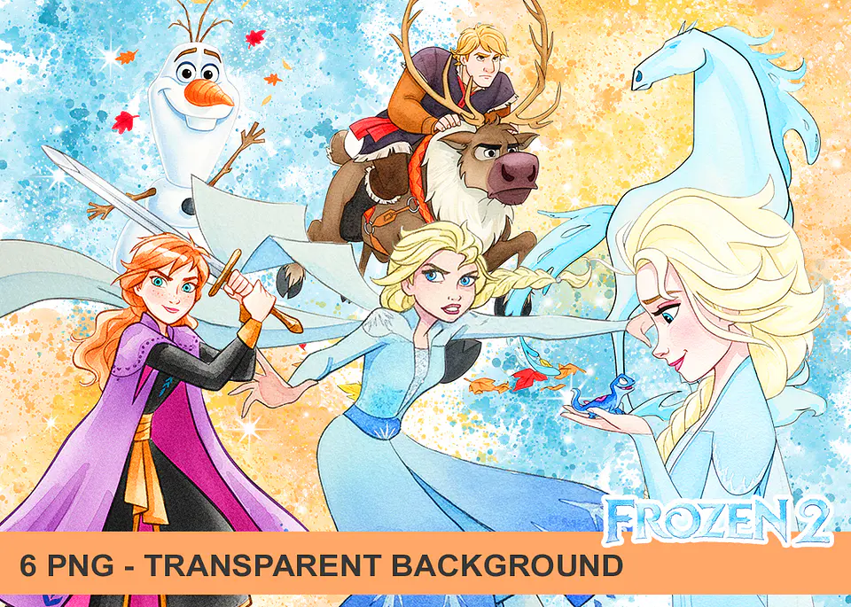 Kit digital frozen 2 aquarela png clipart digital 1