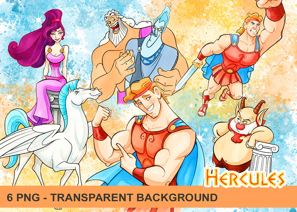 Kit digital hércules aquarela png clipart digital 1
