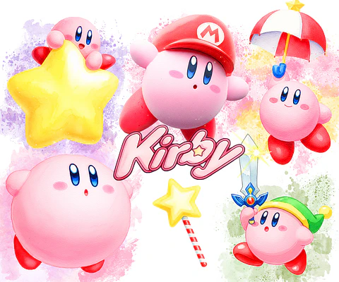 Kit digital kirby aquarela png clipart digital
