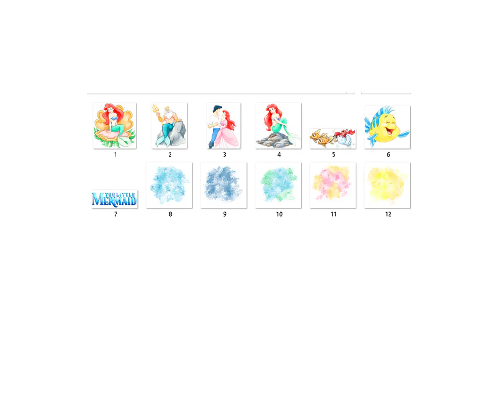 Kit digital pequena sereia aquarela png clipart digital 2