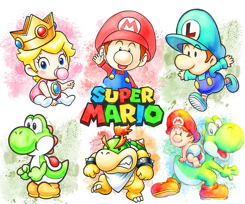 Kit digital mario baby aquarela png clipart digital