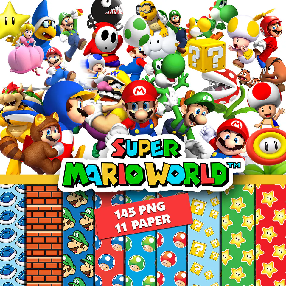 Kit digital super mario png clipart, papel digital 1