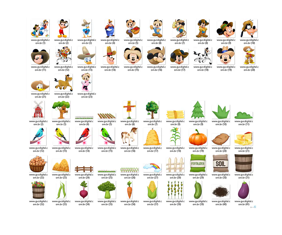 Kit digital mickey fazendinha png clipart, papel digital 2