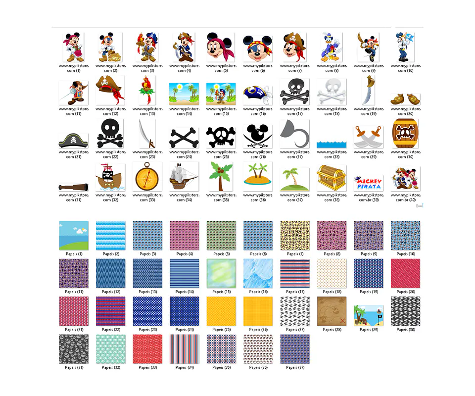 Kit digital mickey pirata png clipart, papel digital 2