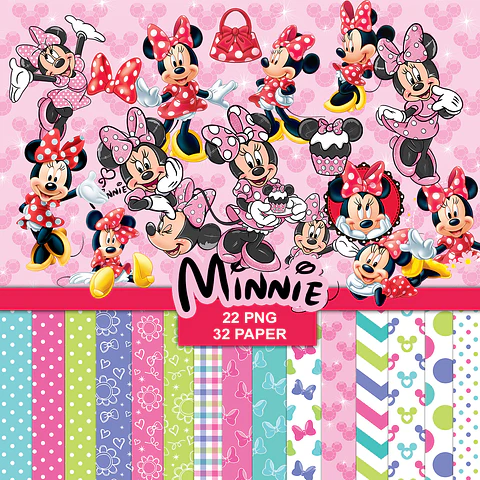 Kit digital minnie png clipart, papel digital