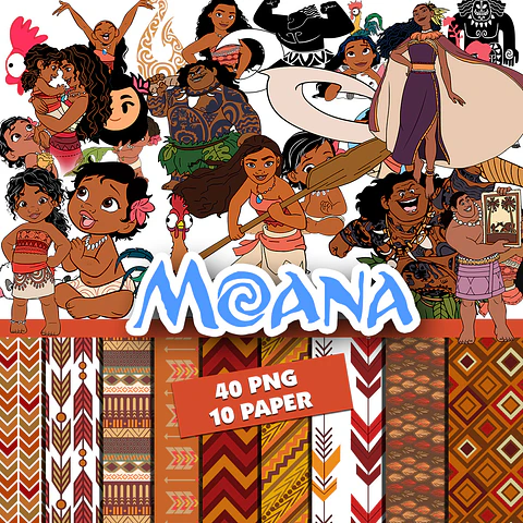 Kit digital moana png clipart, papel digital