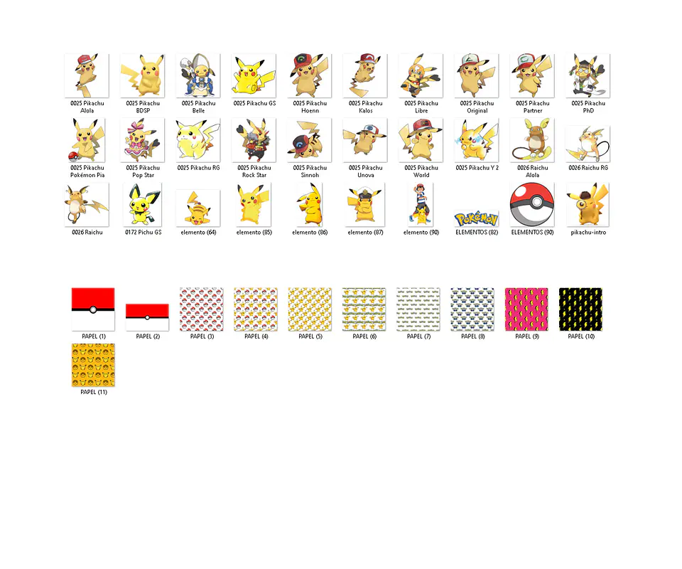 Kit digital pikachu png clipart, papel digital 2