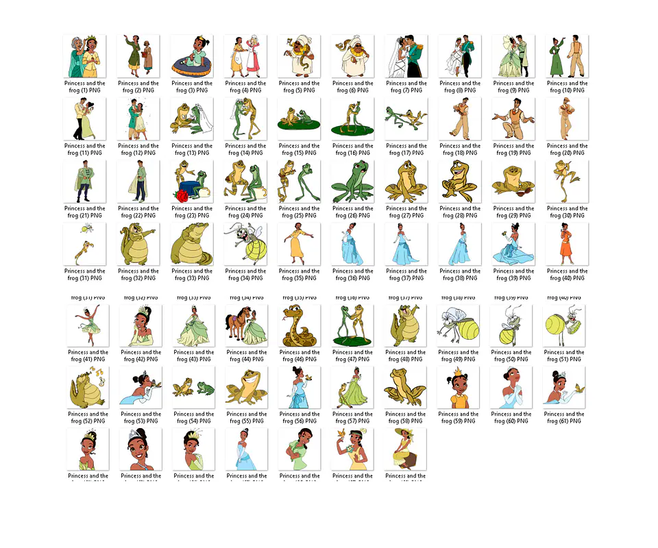 Kit digital princesa e o sapo png, svg clipart, papel digital 2