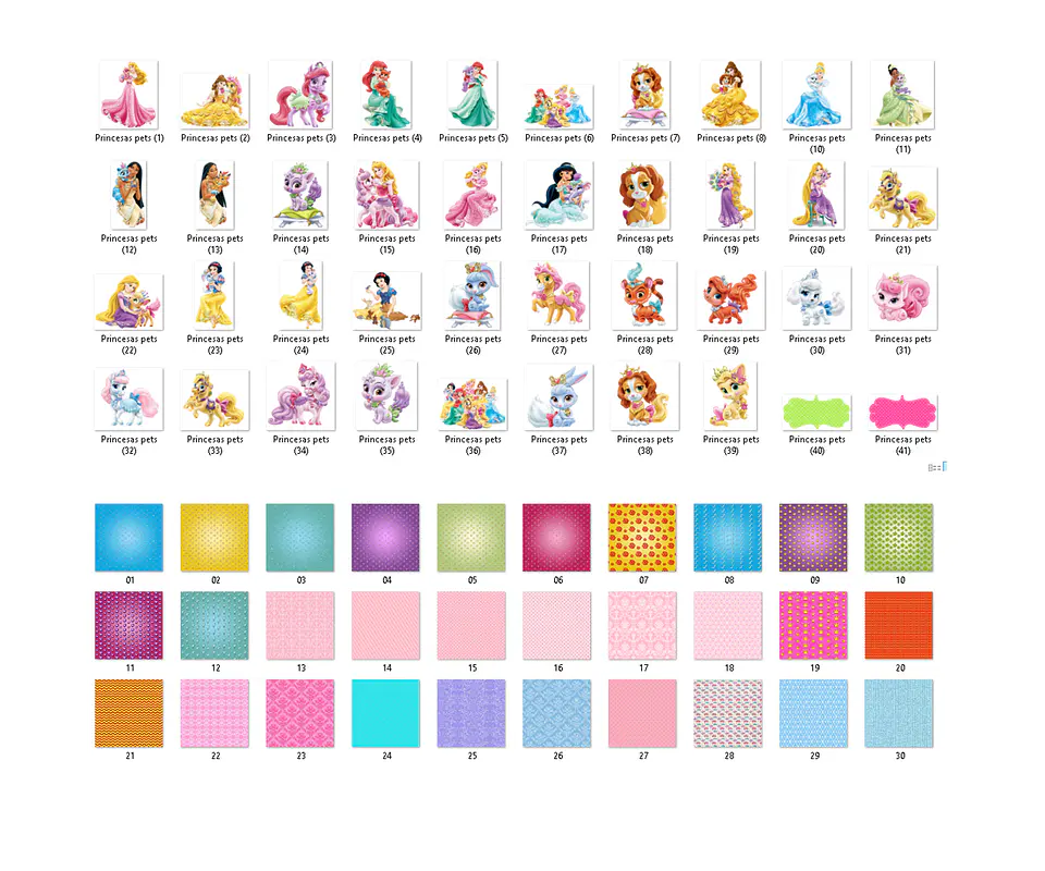 Kit digital princesas pet png clipart, papel digital 2