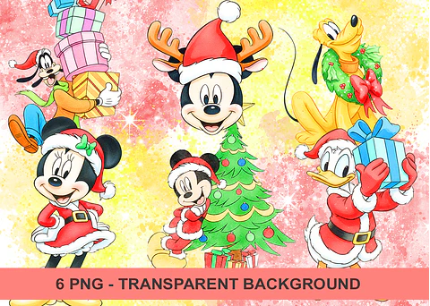 Kit digital mickey natal aquarela png clipart digital