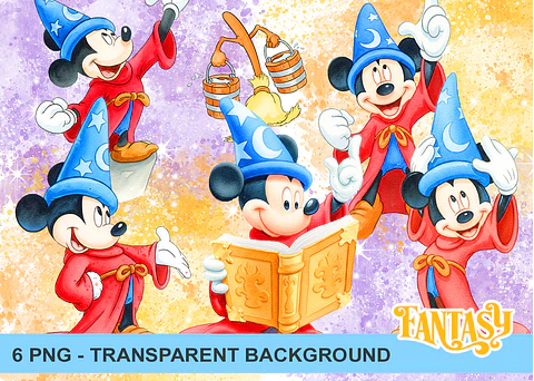 Kit digital mickey fantasia aquarela png clipart digital