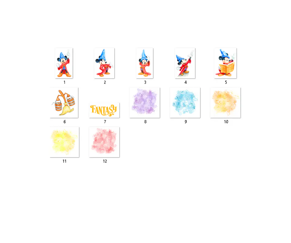 Kit digital mickey fantasia aquarela png clipart digital 2