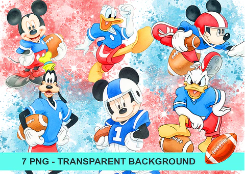 Kit digital mickey futebol americano aquarela png clipart digital