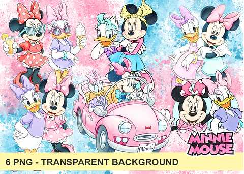 Kit digital minnie e margarida aquarela png clipart digital