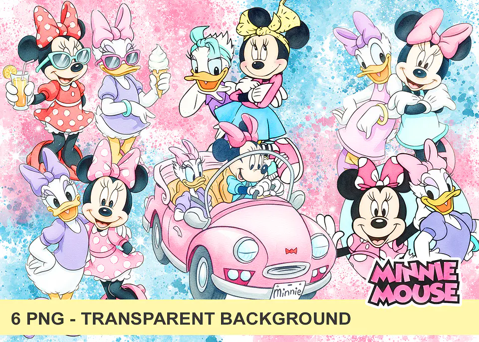 Kit digital minnie e margarida aquarela png clipart digital 1