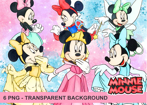 Kit digital minnie aquarela png clipart digital
