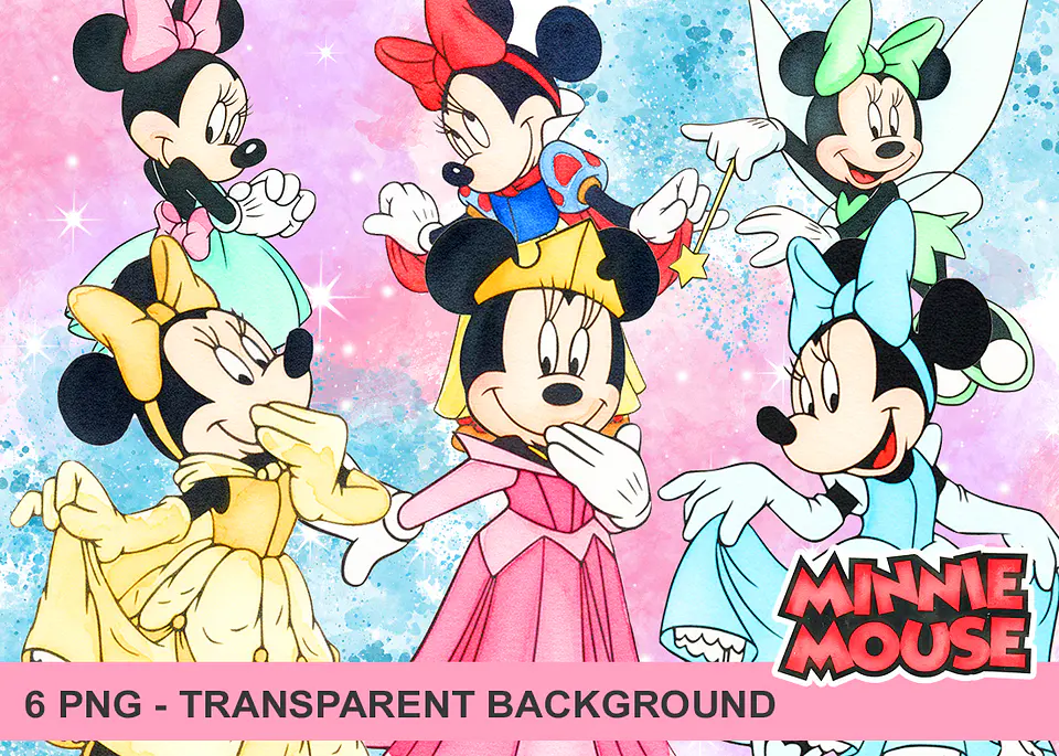 Kit digital minnie aquarela png clipart digital 1