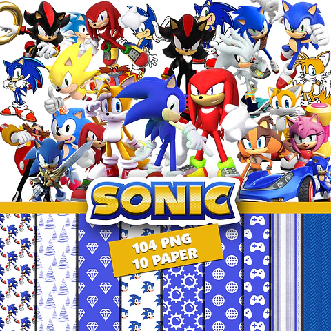 Kit digital sonic png clipart, papel digital