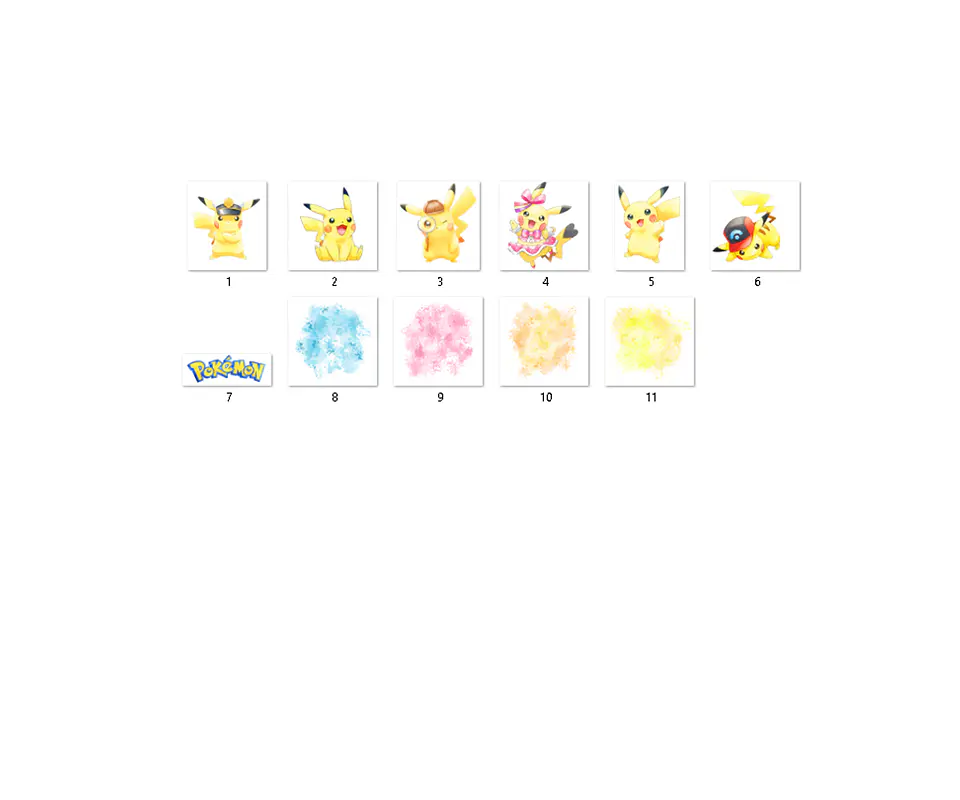 Kit digital pikachu aquarela png clipart digital 2